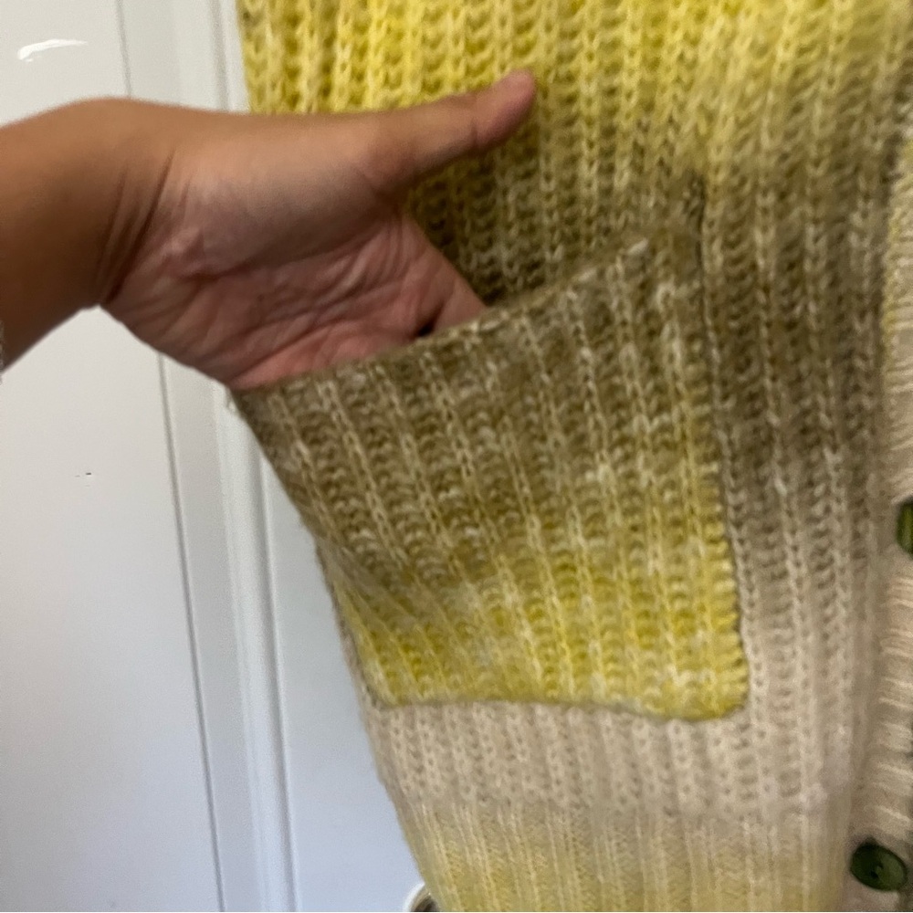FOR LOVE & LEMONS cream yellow wool blend open knit stretchy long‎ line cardigan - Picture 4 of 8